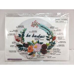 Crewel Embroidery Kit Be Badass 5.9"x5.9"